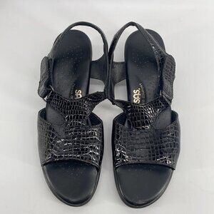 SAS Tripad Comfort Sole SUNTIMER BLACK CROC Leather Sandal Sz
